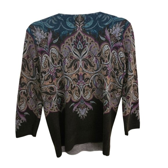 Talbots Cashmere Audry Sweater Paisley 3/4 Sleeve Size Mp - Picture 3 of 7